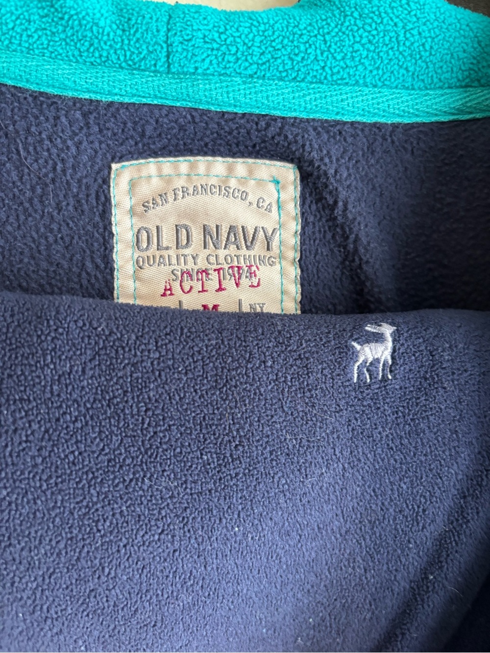 Old Navy Women’s Y2K Activewear fleece Zip Up Hoodie and Pants set. Navy/ Teal